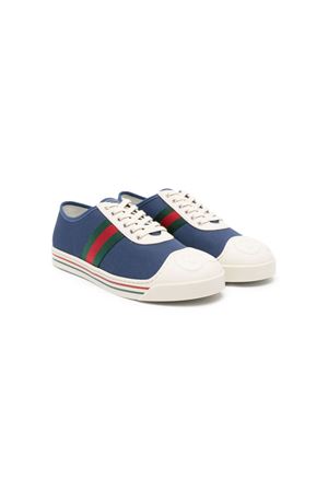 blue leather sneakers GUCCI KIDS | 772411FACY74256